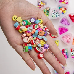 120pcs/Set Multicolor Heart Polymer Clay Beads Set Sweet Love Clay Spacer Beads Kit For Jewelry Making Bracelet Necklace