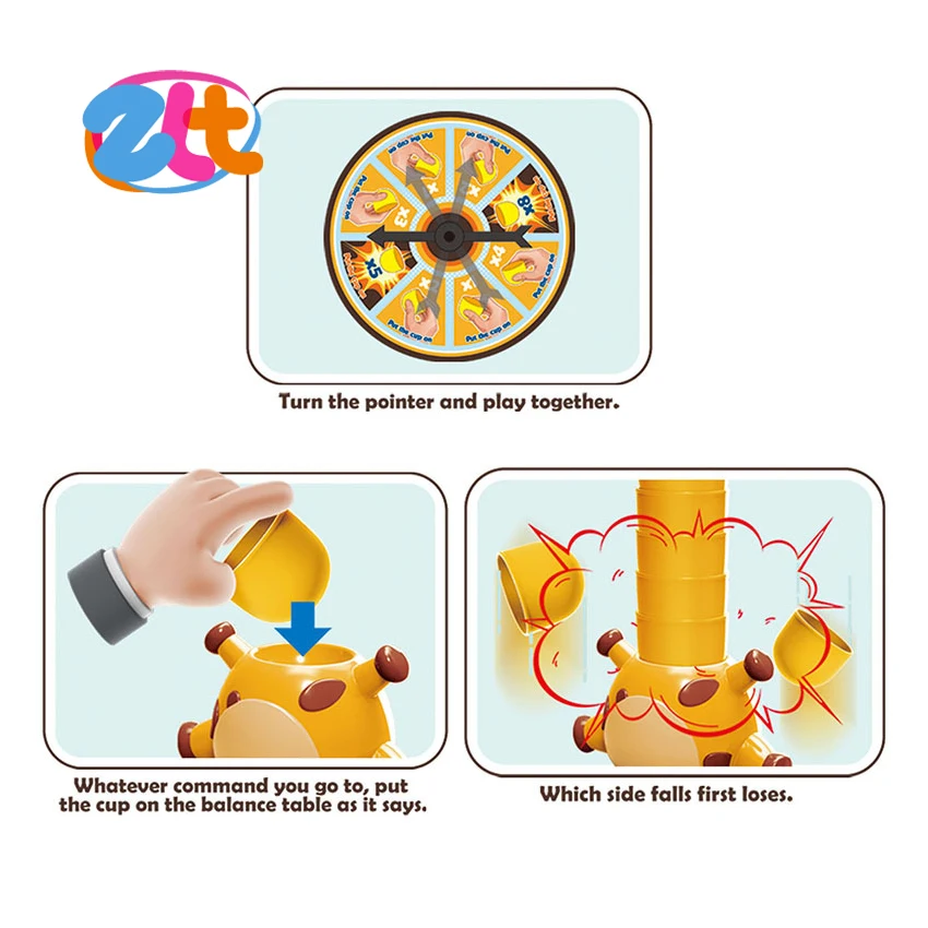 Funny desktop game giraffe balance building block toy children battle game for kids