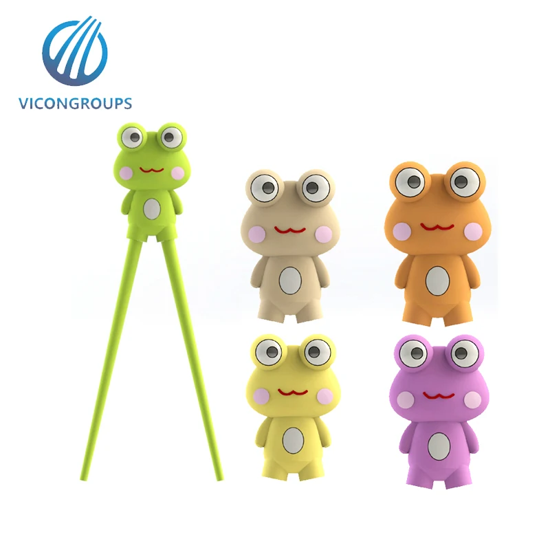 BPA Free Promotional various durable using cartoon head children plastic chopsticks