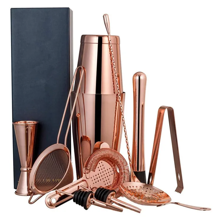 
Luxury 11-piece Rose gold Stainless Steel Weighted Boston Shaker Bar Set 