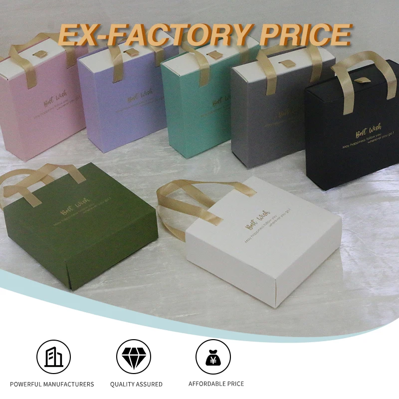 Wholesale Green Custom Logo Jewelry drawstring Pouch Cardboard One Set Jewelry Box Set