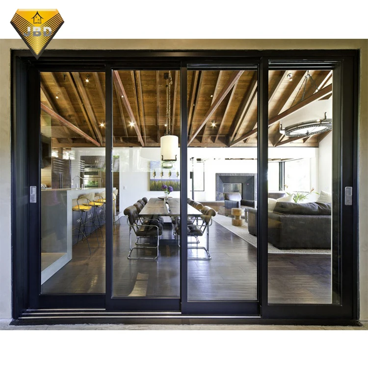 JBD Пользовательские черный алюминий защелка Детская безопасность стекло раздвижные двери сарая производителей