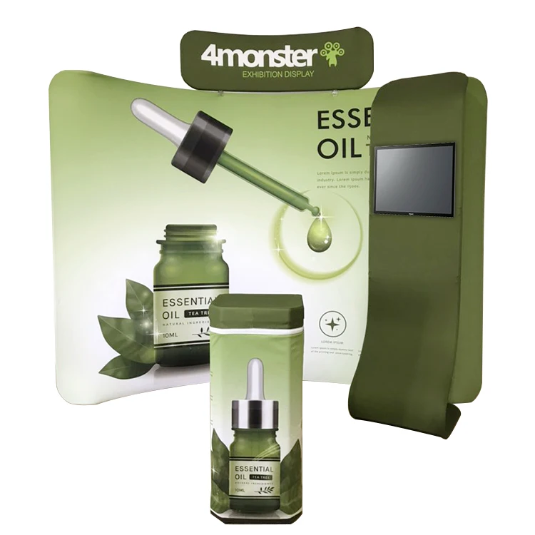 Изготовленный на заказ портативный алюминиевый складной выставочный стенд Отличный дизайн для выставочного дисплея-Натяжной тканевый материал