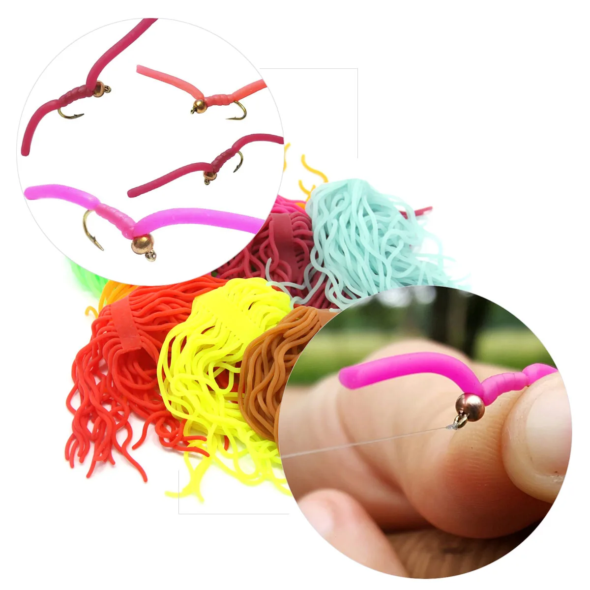 Fly Fishing Tying Materials Squirmy Wormy Artificial Kit Worm Soft Lure Flies Plastic Worms Soft Fishing Lures