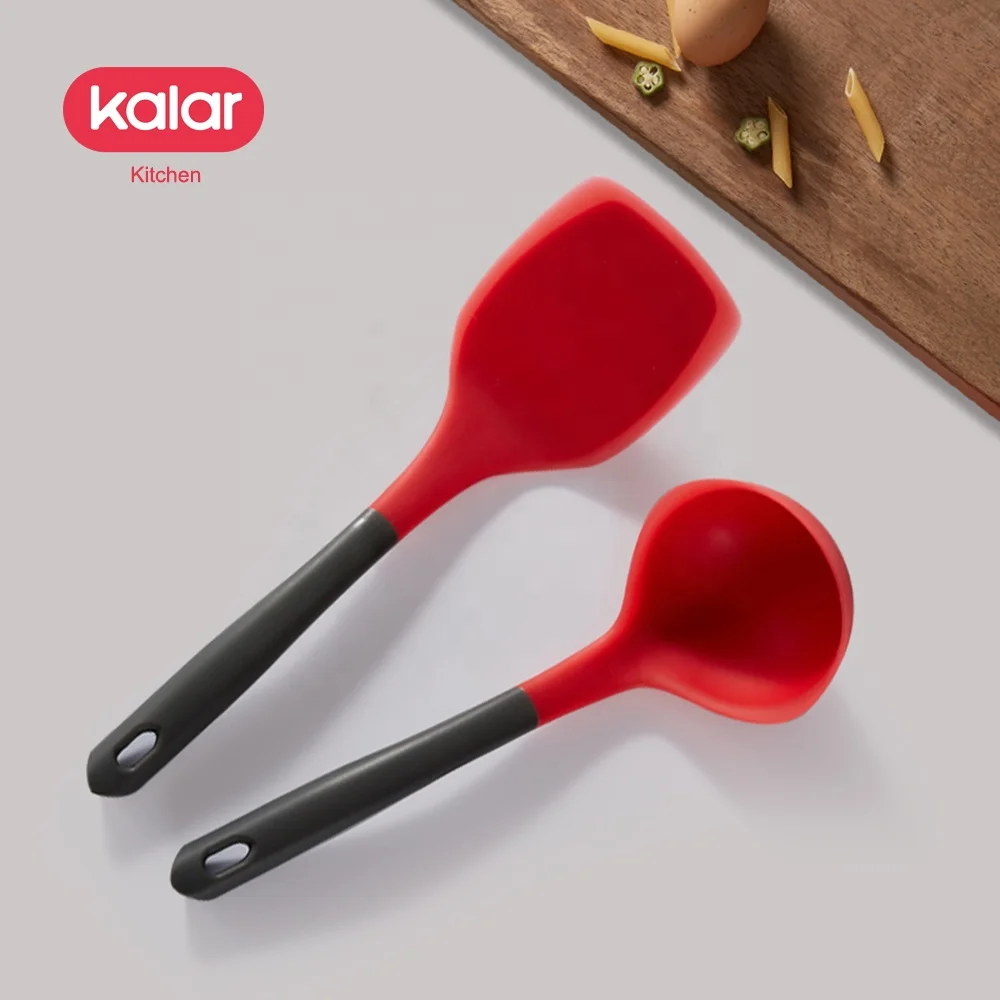 
Bpa free silicone turner and soup ladle silicone set of 2 kitchen tools 