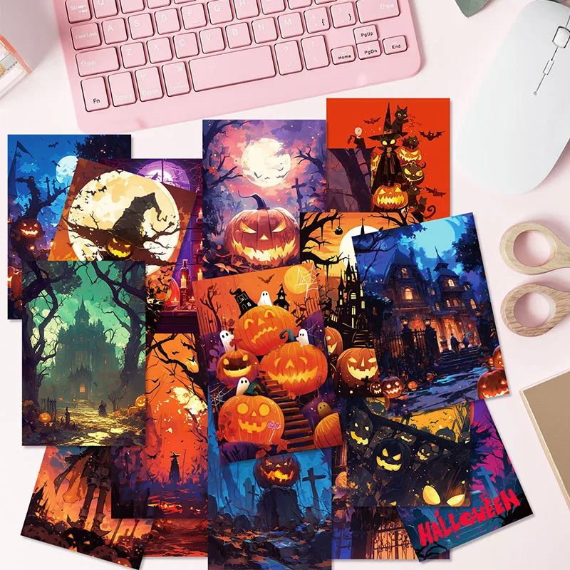 Wholesale Creative Colorful Halloween Small Greeting Cards Custom Bookmark Note Cards Handmade Decoration Cards For Halloween