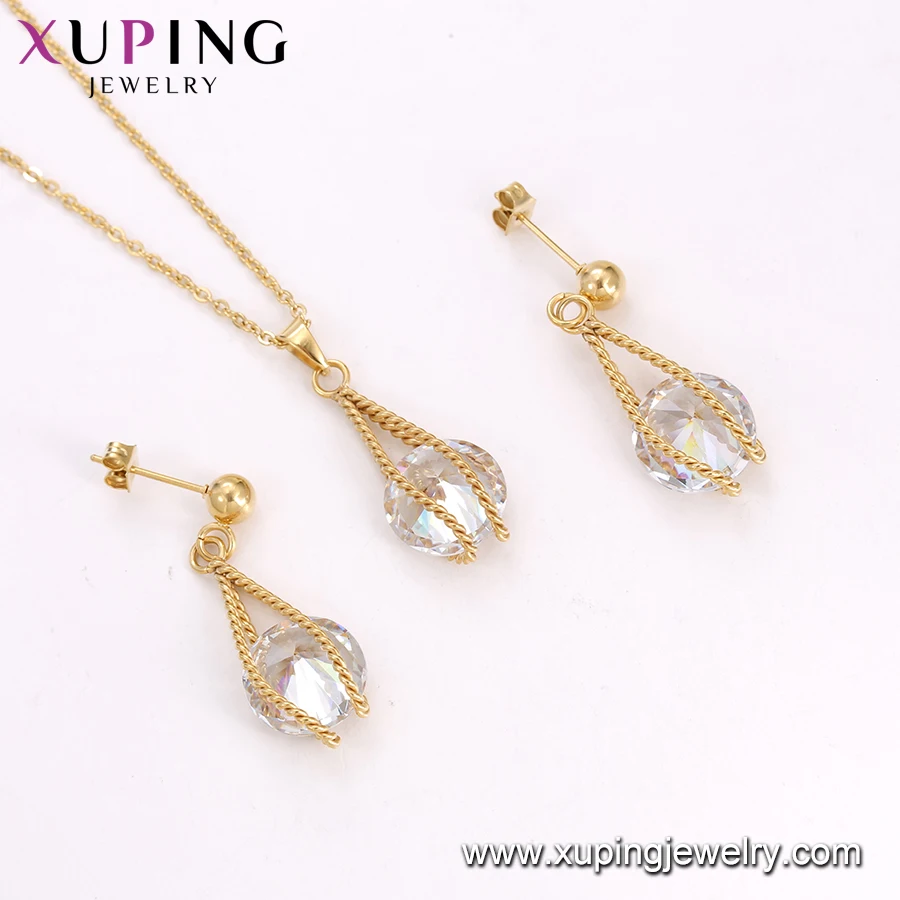 S-126 xuping jewelry fashion popular elegant lively daily special design romantic gift zircon stainless steel 24K jewelry set