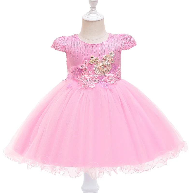 summer 2 Years Kids Evening Wear Dress Red Gauze Tulle Split Hem dress Baby Girl Birthday Party Dress for baby