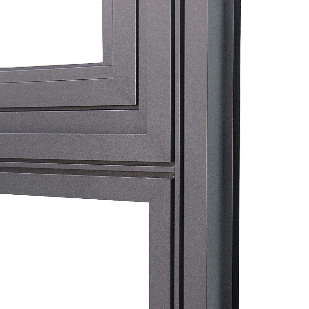 ROGENILAN 568 series wood color aluminum double glazed casement window with Magnetic control built-in shutter