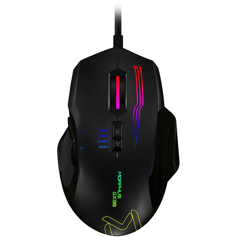  Программируемая оптическая игровая мышь GX38 7000 точек/дюйм USB2.0 / MCU - Holtech HT82F553 PixArt