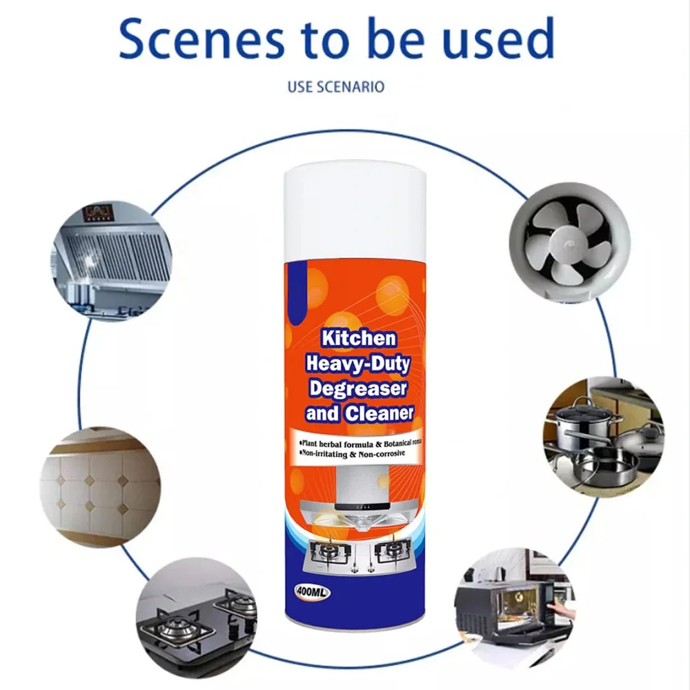 Powerful Rinse-Free Kitchen Foam Cleaner Effective Degrease and Stain Removal for Oil Bubble Cleaning Spray