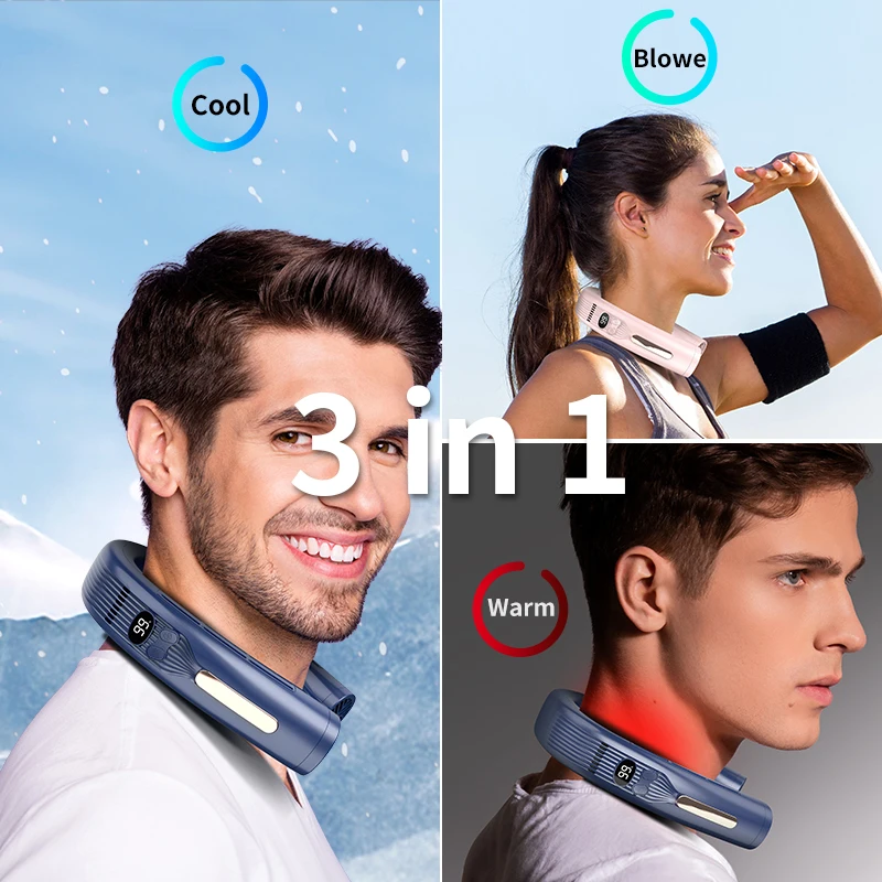 2023 newest Portable Wearable Hanging neck air conditioner fan Outdoor Sport Leafless Hands-free Mini Neck Fan K008