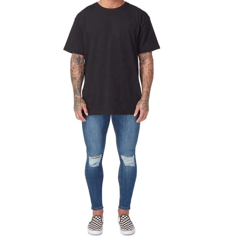 Royal wolf spray on super stretch skinny jeans men blank denim spray on jeans slim fit pants man