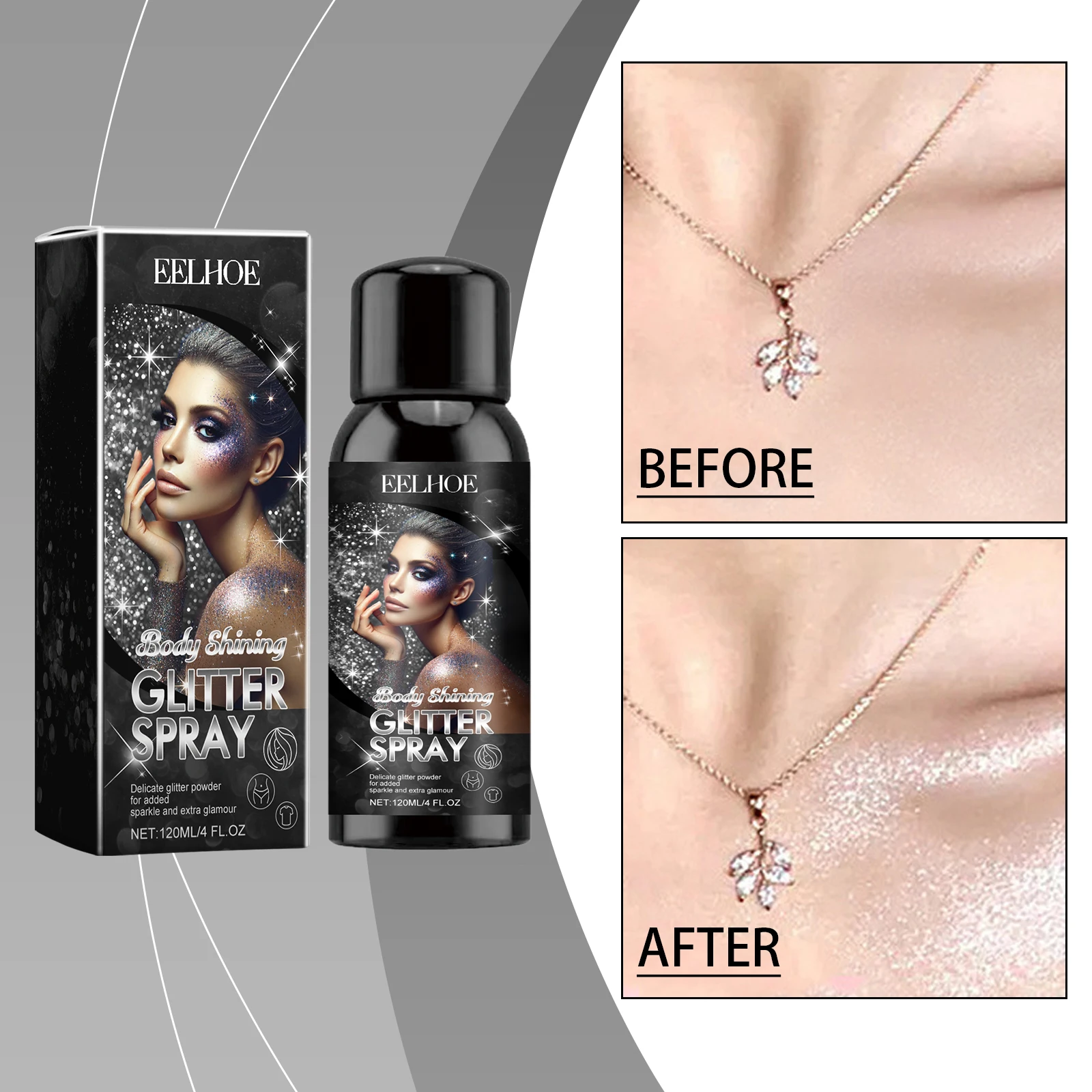 EELHOE Ladies Shine Powder Glowing Glitter Powder Lasting Glitter Setting Spray