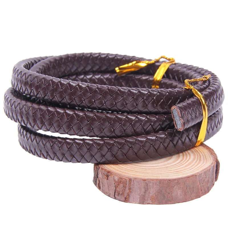 LCH-213 12x6mm 10x5mm 8x4mm Flat Leather Braid Rope DIY Bag Accessories for Bracelet Eight Strand Cowhide Leather Rope