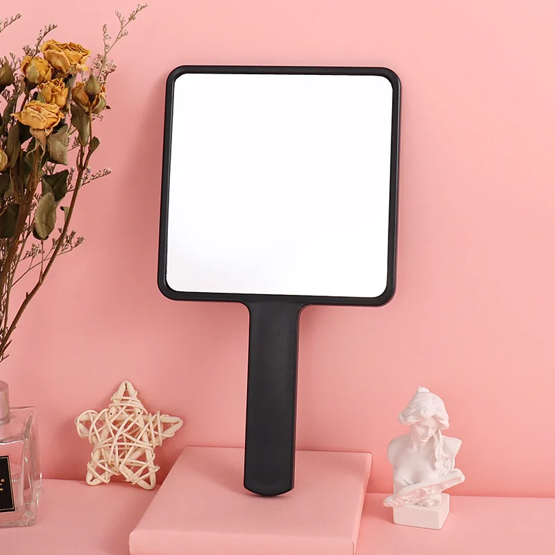Wholesale Square Plastic Pocket Mirror Large Handheld Makeup Portable Handle Mirror Can Print Logo Beauty Salon
