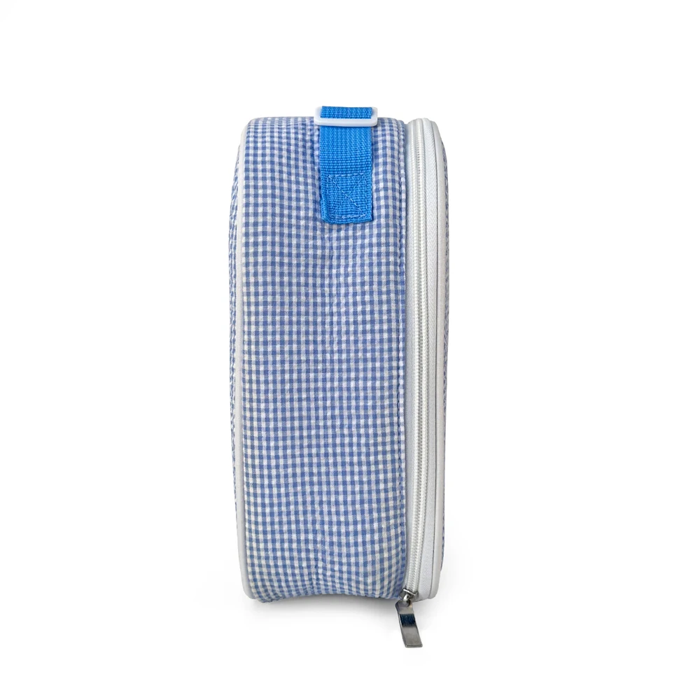 Gingham Seersucker Cooler Bag Light Weight Checked Food Bag for Daily Use Insulated Picnic  Bag DOMIL1860