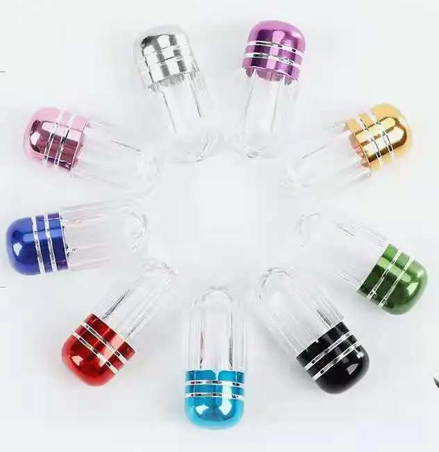 Mini 2g 5g plastic empty capsule bottle manufacturers with gold aluminum cap mixed color screw lid capsule packaging vial