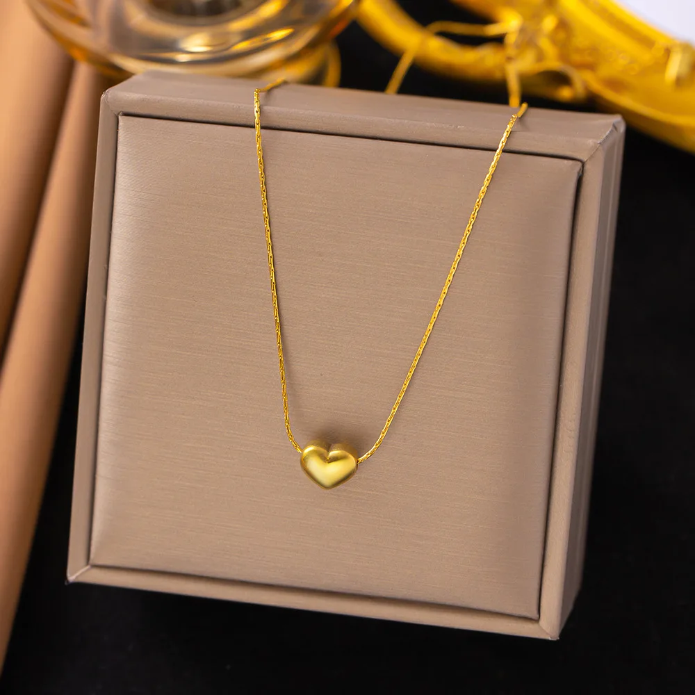 Woman 3d Stereoscopic Heart Pendant Necklace Circular Chain And O-Chain Fashion Necklaces Salt Sweet Daily Routine Jewelry Gifts
