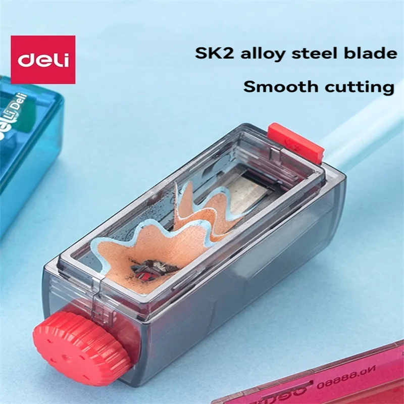 Deli 0531 Simple Style 48pcs Mini Portable Pencil Sharpener Pencil Capacity Adjustable Thickness Pencil Sharpener