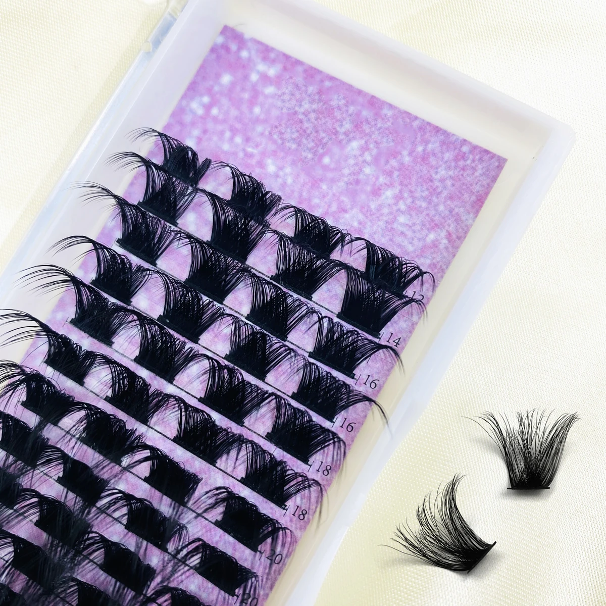 Wholesale customizable  diy cluster lashes Superfine Band c d curl segment  Pre-cut extension kit eyelashes
