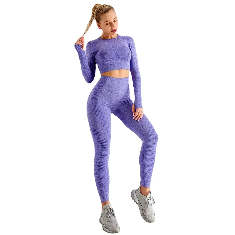 2021 Seamless Yoga Suit 2 Piece Sports Shirts Crop Top Leggings Gym Clothes Fitness Tracksuit Workout Set