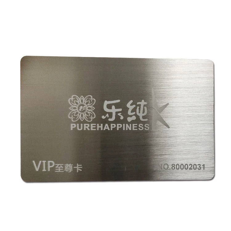 Stainless Steel Custom Logo Lasered Brushed Finishing Metal Calling Business ID Cards