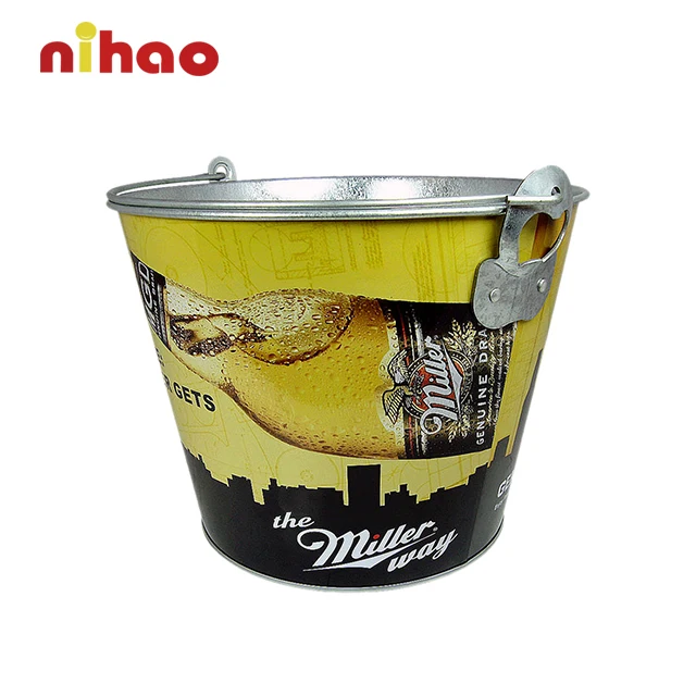 Customized eco-friendly NIHAO big small metal  wine beer ice bucket for bar promotion