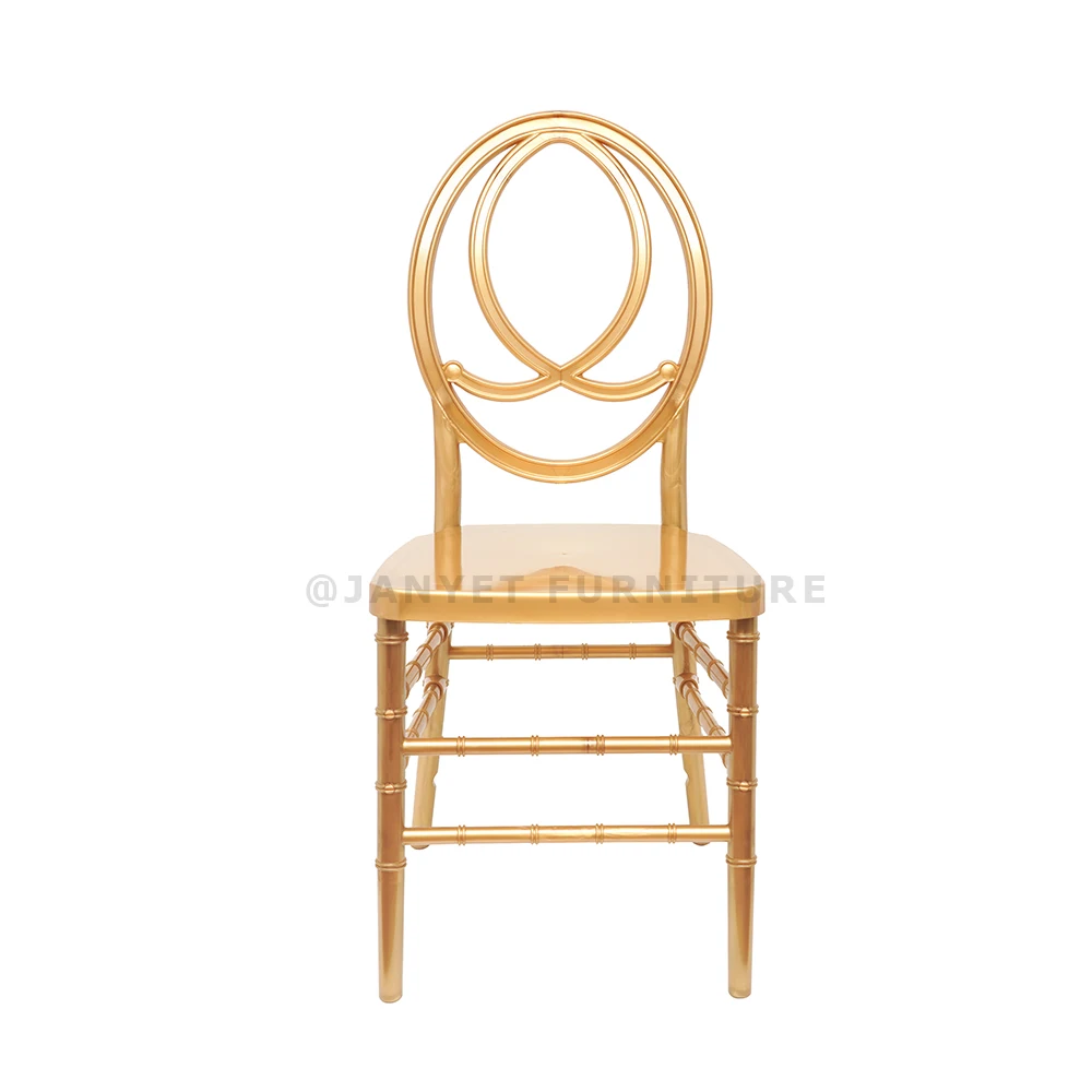 Wholesale Event Party Banquet Gold Resin Stacking Phoenix Round Back Wedding Chairs