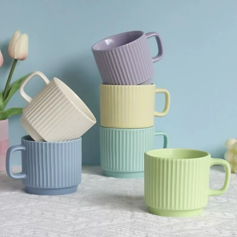 Coffee Mugs Ceramic Cups with Handle for Latte Hot Tea Milk, Dishwasher Safe, Mutil Colors Customizable logo