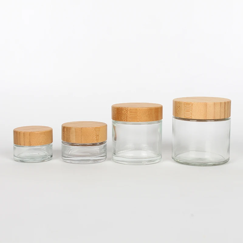 shuangyu hot sale 50G face Cream cosmetic glass jars  with nature wooden cap
