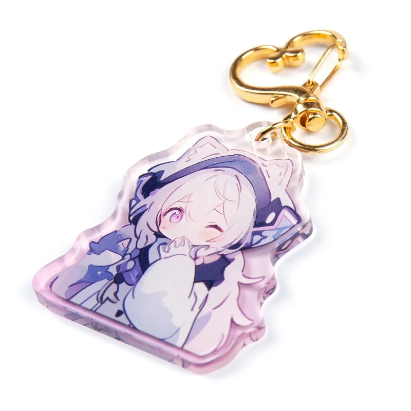 No Moq Cheap Custom Acrylic Keychain Kpop Holographic Layered Glitter Double Sided Keychain Charm With Polished Edges Kpop