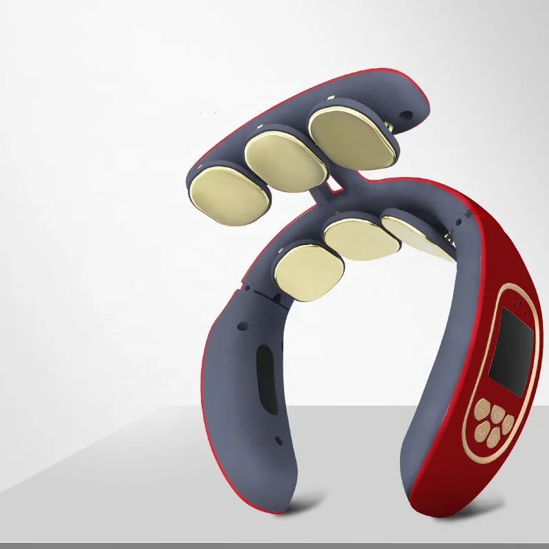 Health Care Micro Current Pain Relief Electric Pulse Heat Ems Intelligent USB Rechargeable Neck Massager