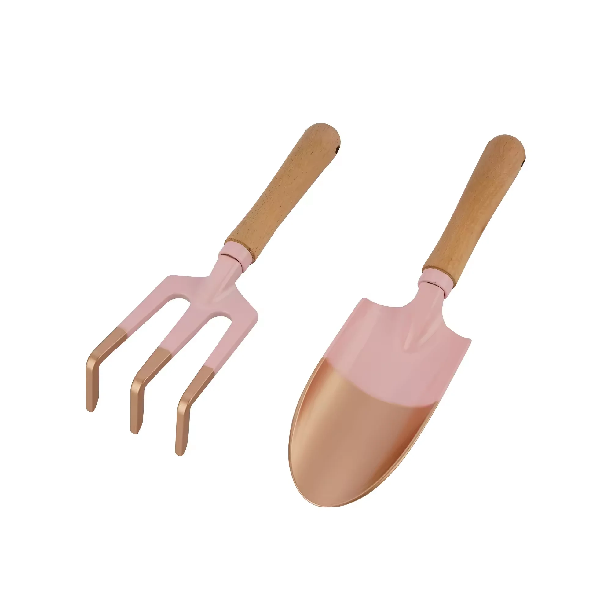 Garden HandHeld Tools Set Mini Aluminum Garden Leaf Claw Rakes Digging Small Shovel with Custom Wooden Handle
