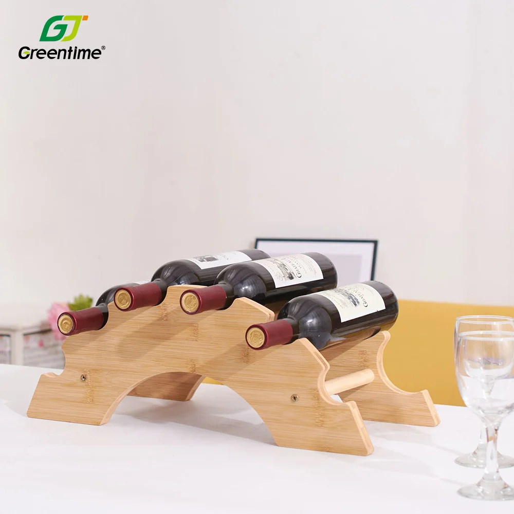 Bridge Shape Wine Storage Organizer Shelf 6 Bottle Display Rack Wood Tabletop Wine Holder for Beer Champagne