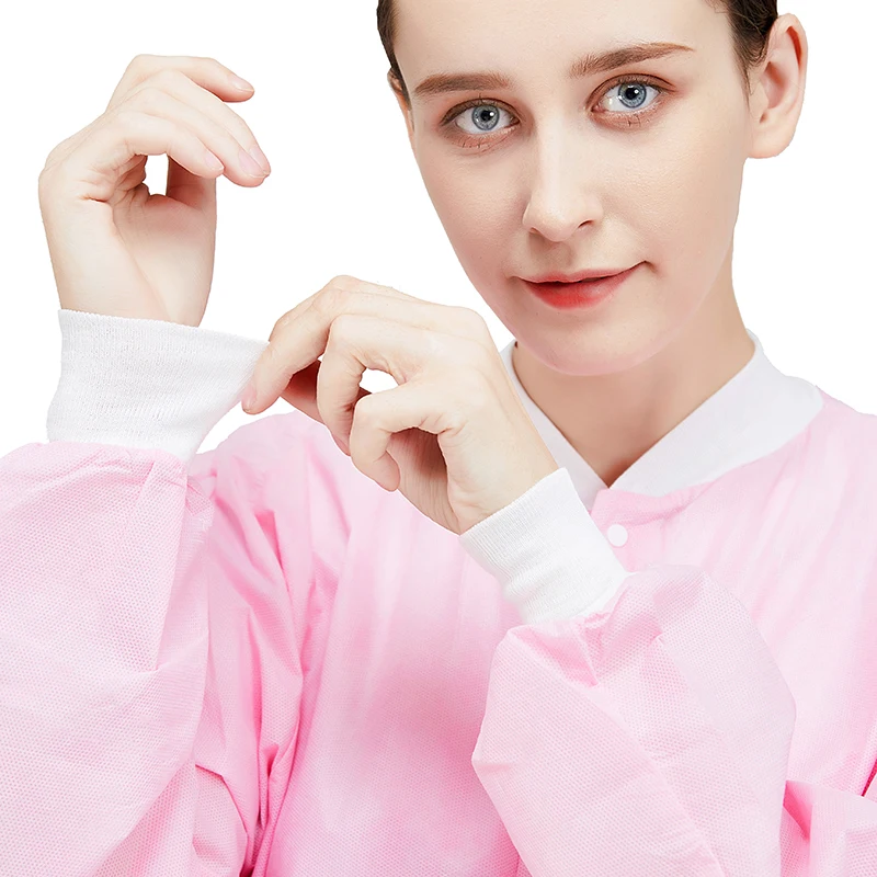 China Factory Hospital Non Woven PP Jackets Sanitary Disposable Antistatic Coat Disposable SMS