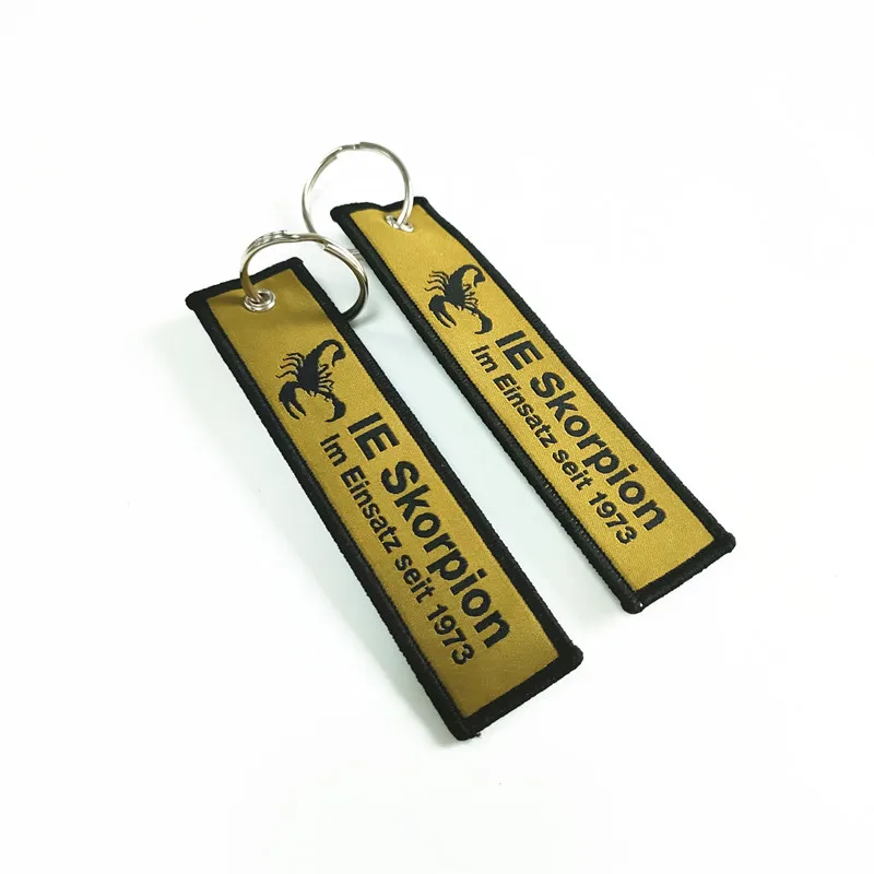 Factory Woven Label Embroidery Key Ring Customizable Woven Keychain Double Sided Woven Key Chain Customized Keychain Logo