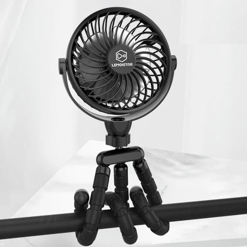 Cooling camping flexible tripod desktop octopus stand clip fan usb-c rechargeable battery handheld mini for baby stroller fan cl