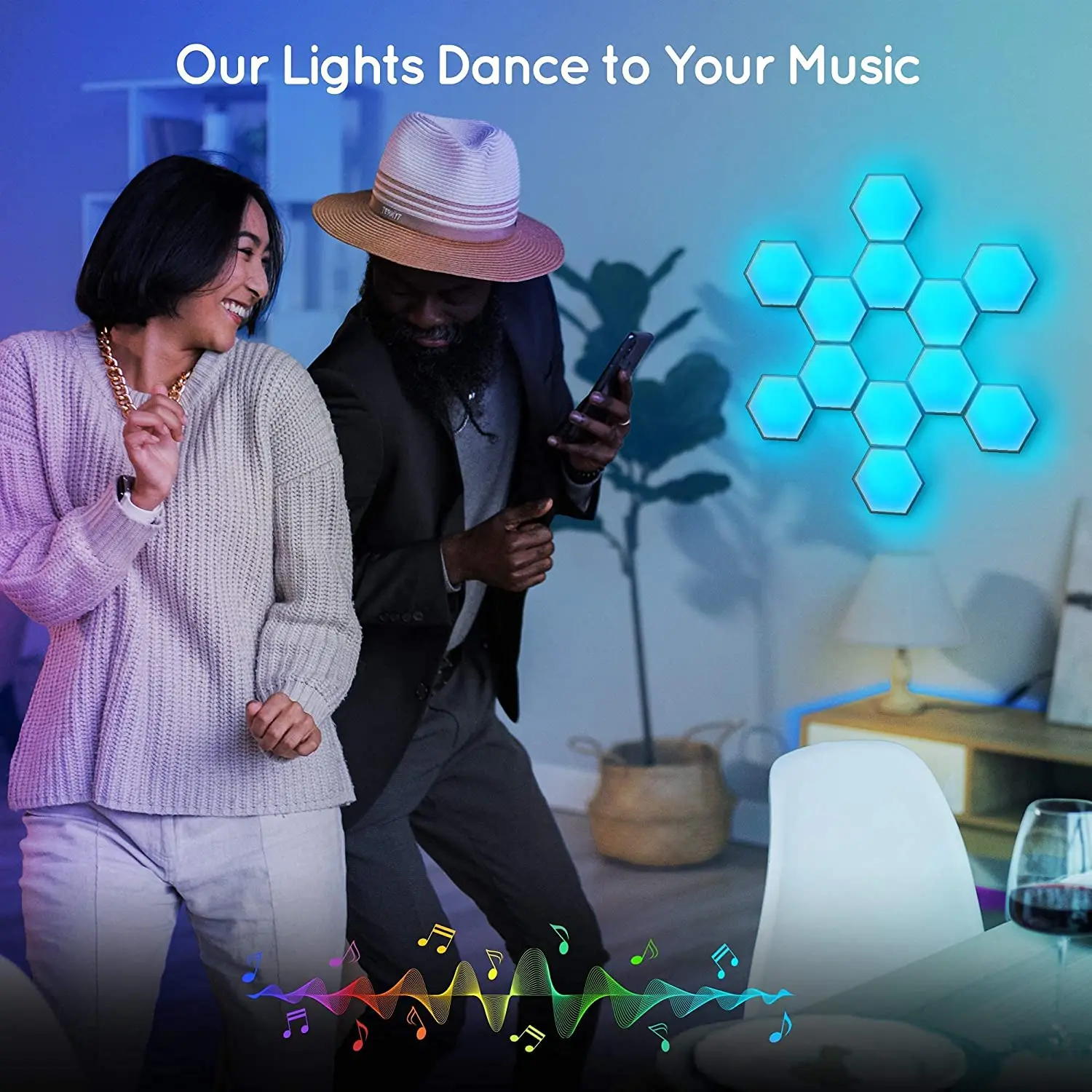 Smart Home Lights aquarium Hexagon LED Light with RF Remote - Music Sync Color Changing Light Panels