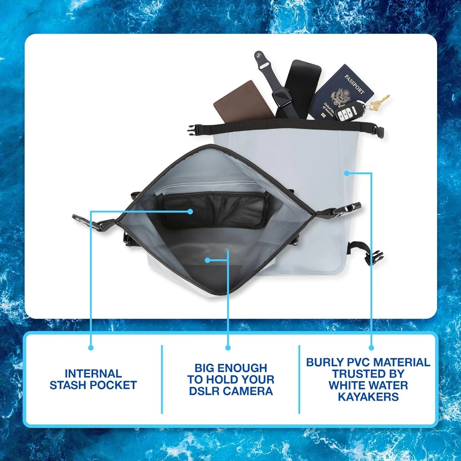 Wholesale Custom Lightweight Fully Waterproof Dry Ice Wine Coole Bag for Boating Camping