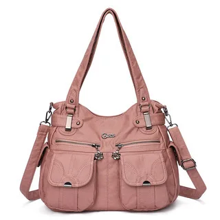 Women Handbags Shoulder Bags Washed Leather Satchel Tote Bag Purse