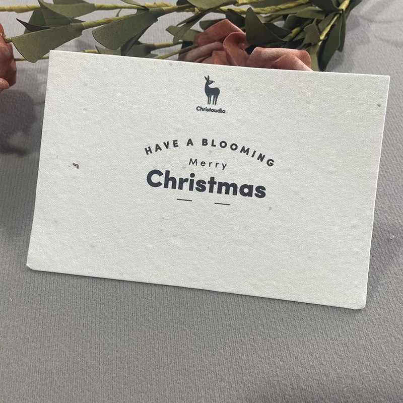 Biodegradable Handmade Paper Thank You Greeting Cards Wholesale Able Planting Flower Seeds Paper Cards With Custom Print Logo