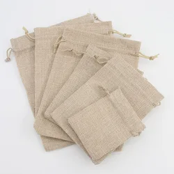 Eco Friendly Natural Burlap Bags Small Gift Linen Pouches Jewelry Sack Drawstring Jute Bag