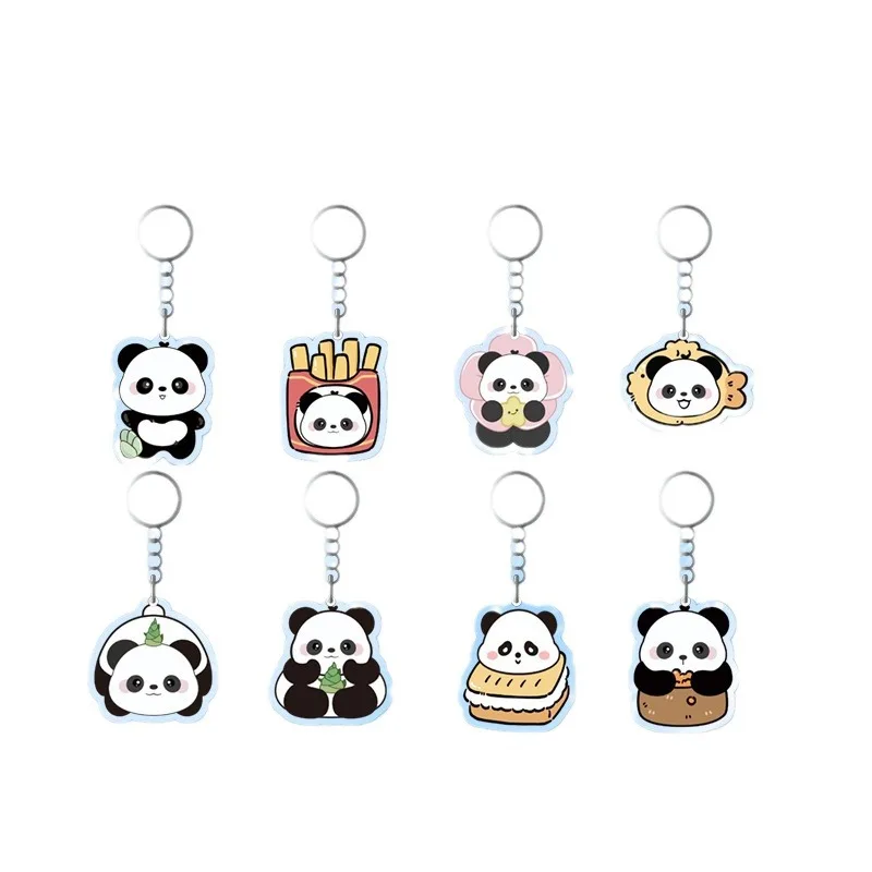 Popular Acrylic Lovely Panda Key Chain 3D Keyring  For Kids Gifts Vending Machine Acrylic  Lovely Panda Key Chain