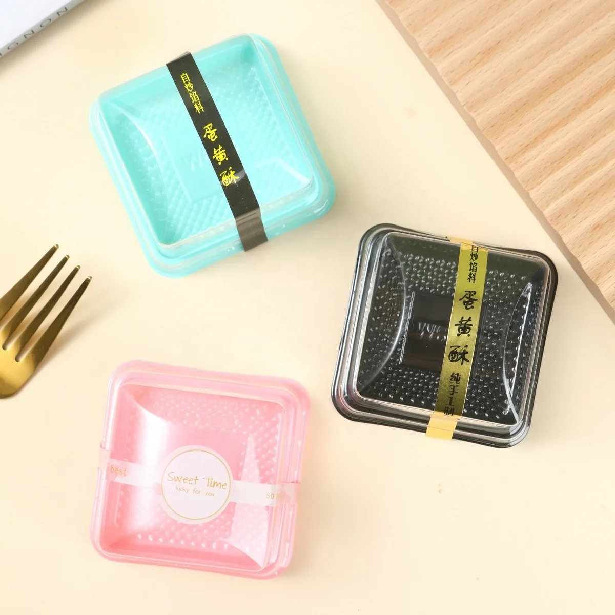 Food Grade Transparent Pastries Boxes Plastic Small Packaging Container Square Disposable Moon Cake Box