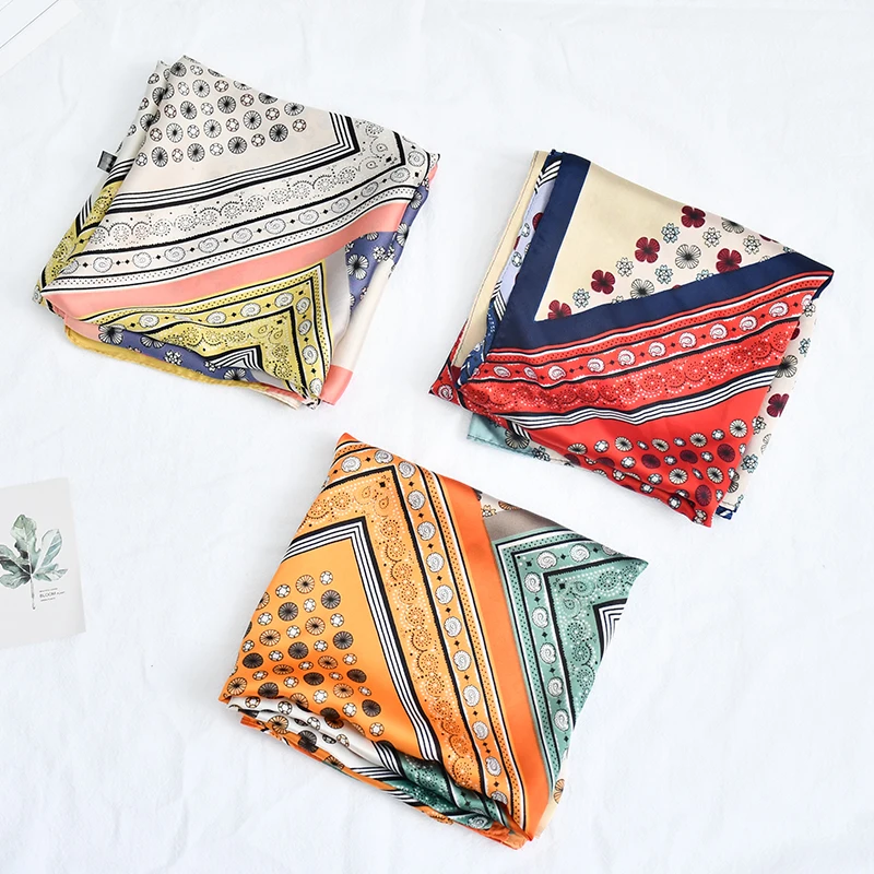 2021 New Style Personalize Women Silk Scarf 70*70cm Scarf Custom Designer Hijab Silk Scarves