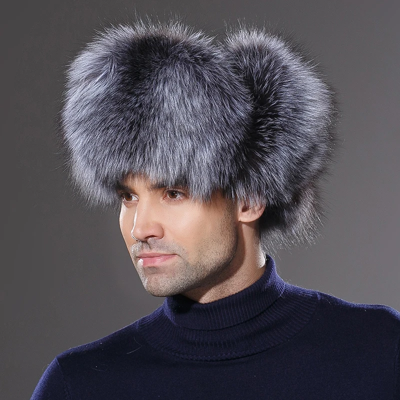 Custom Winter Earflap Hat Men Real Fur Trapper Hats Russia Ushanka Bomber Cap Protect Ear Warm Enough Raccoon Fur Trooper Hat
