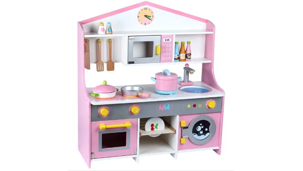 
Big Pink Cooking Kitchen Set Toys For Kids Pretend Play Wooden Toys Kitchen 