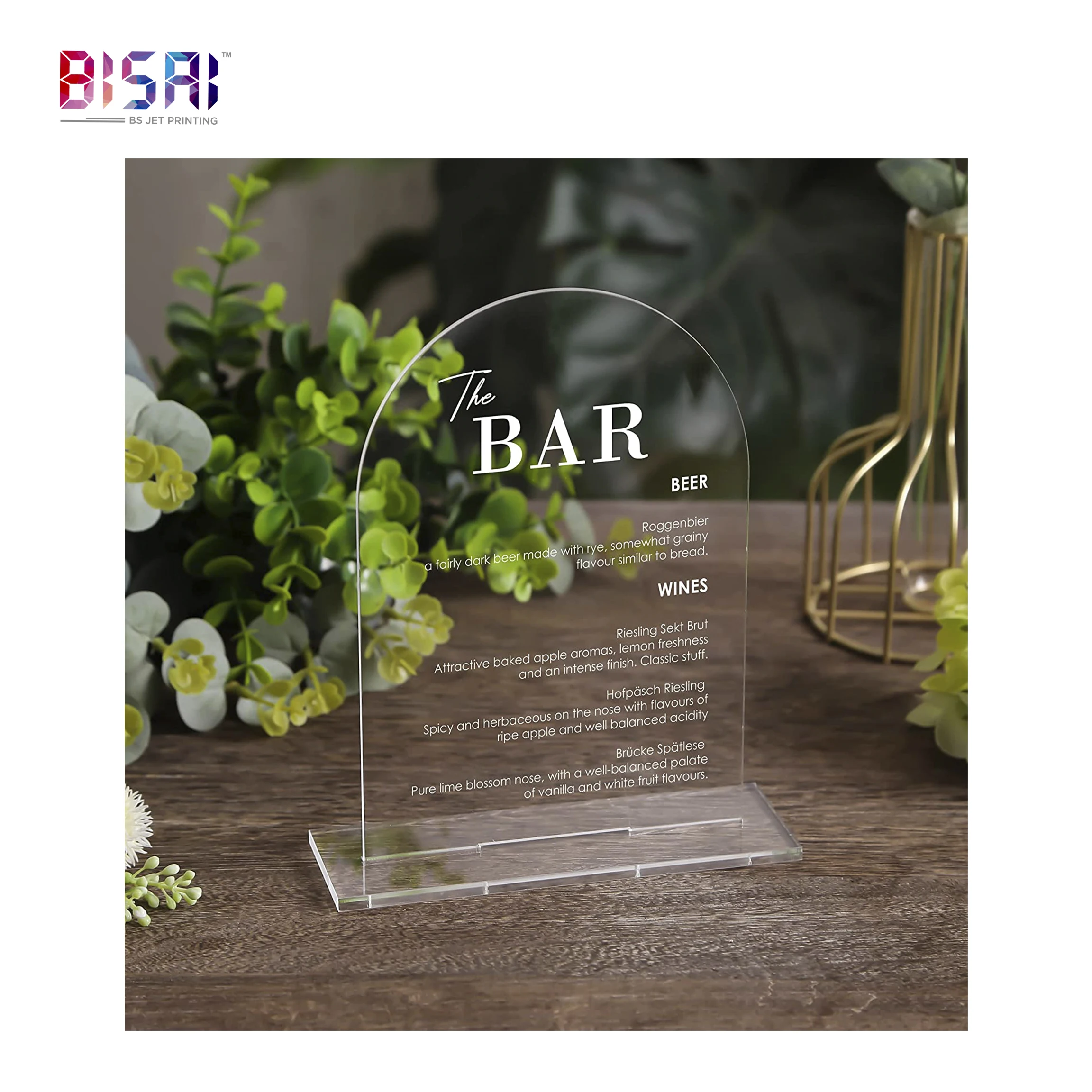 Wholesale frosted gold desk signs holder custom transparent a3 a4 a5 acrylic sign holder