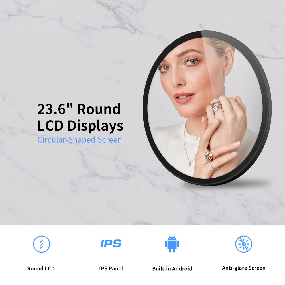 High Brightness 700 nits Circular Display 23.6 Inch Circular LCD Round Touch Screen Digital Signage And Displays